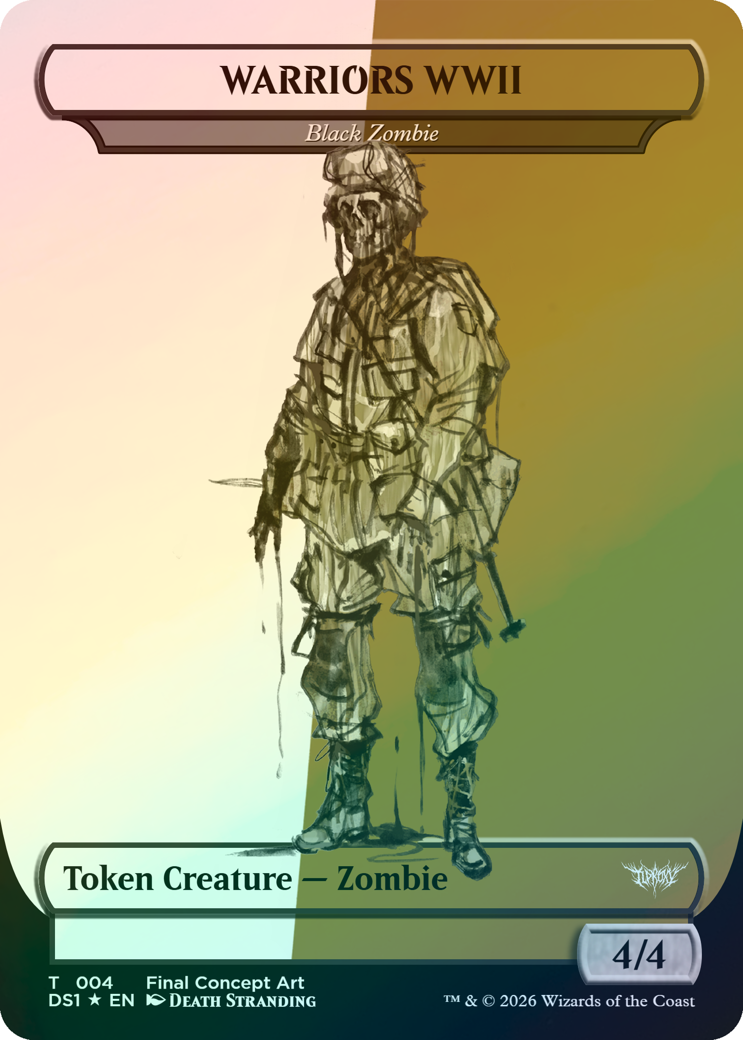 4/4 Black Zombie Token (WARRIORS WWII) (Death Stranding)