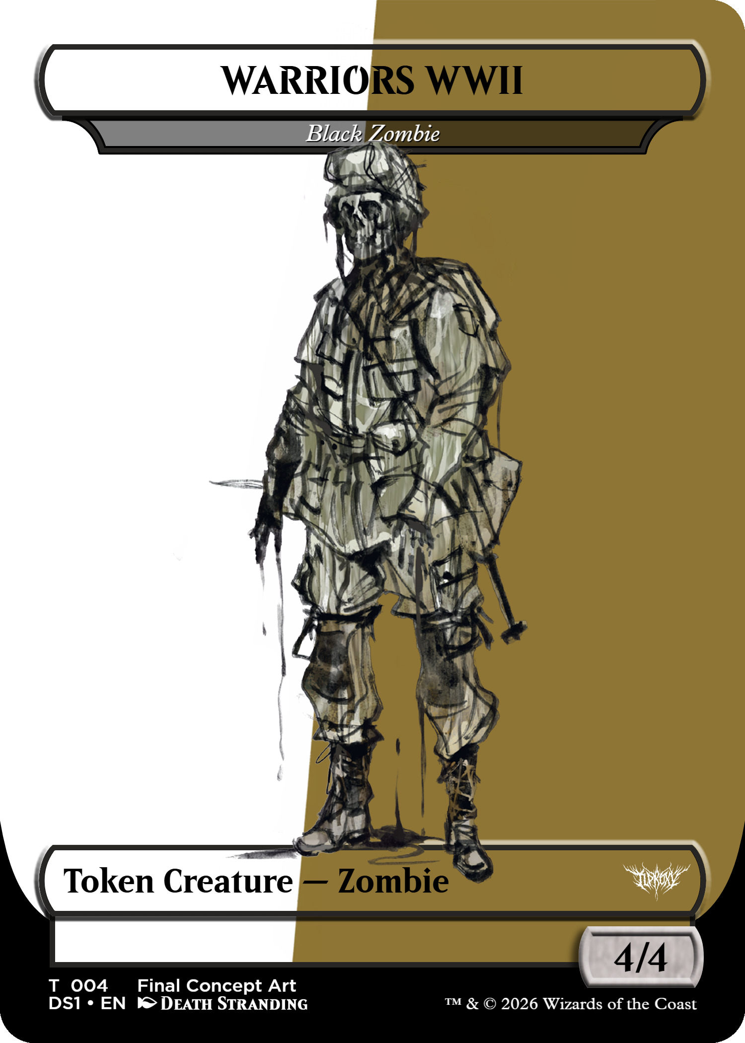 4/4 Black Zombie Token (WARRIORS WWII) (Death Stranding)