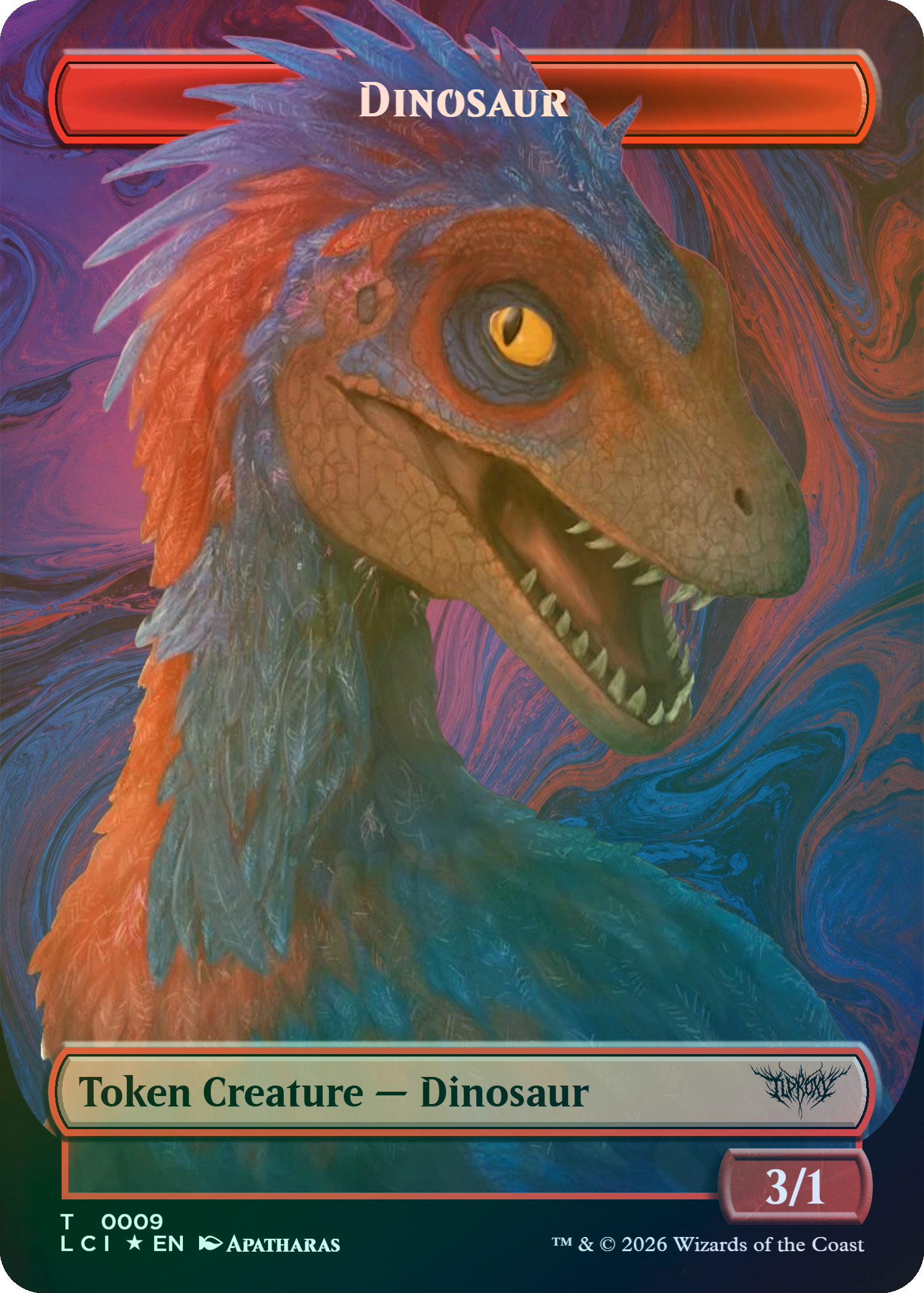 3/1 Red Dinosaur Token Creature (Mongo, Royal Steed)