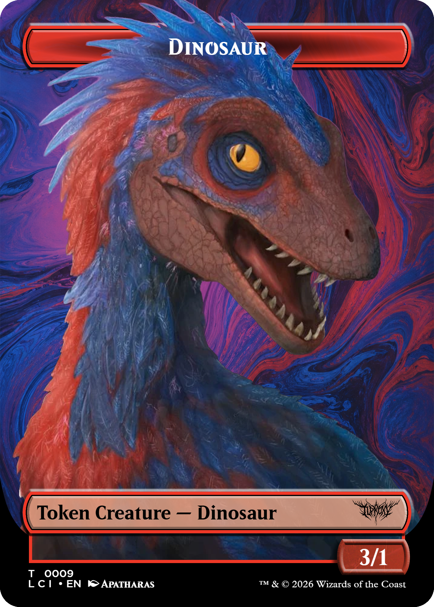 3/1 Red Dinosaur Token Creature (Mongo, Royal Steed)